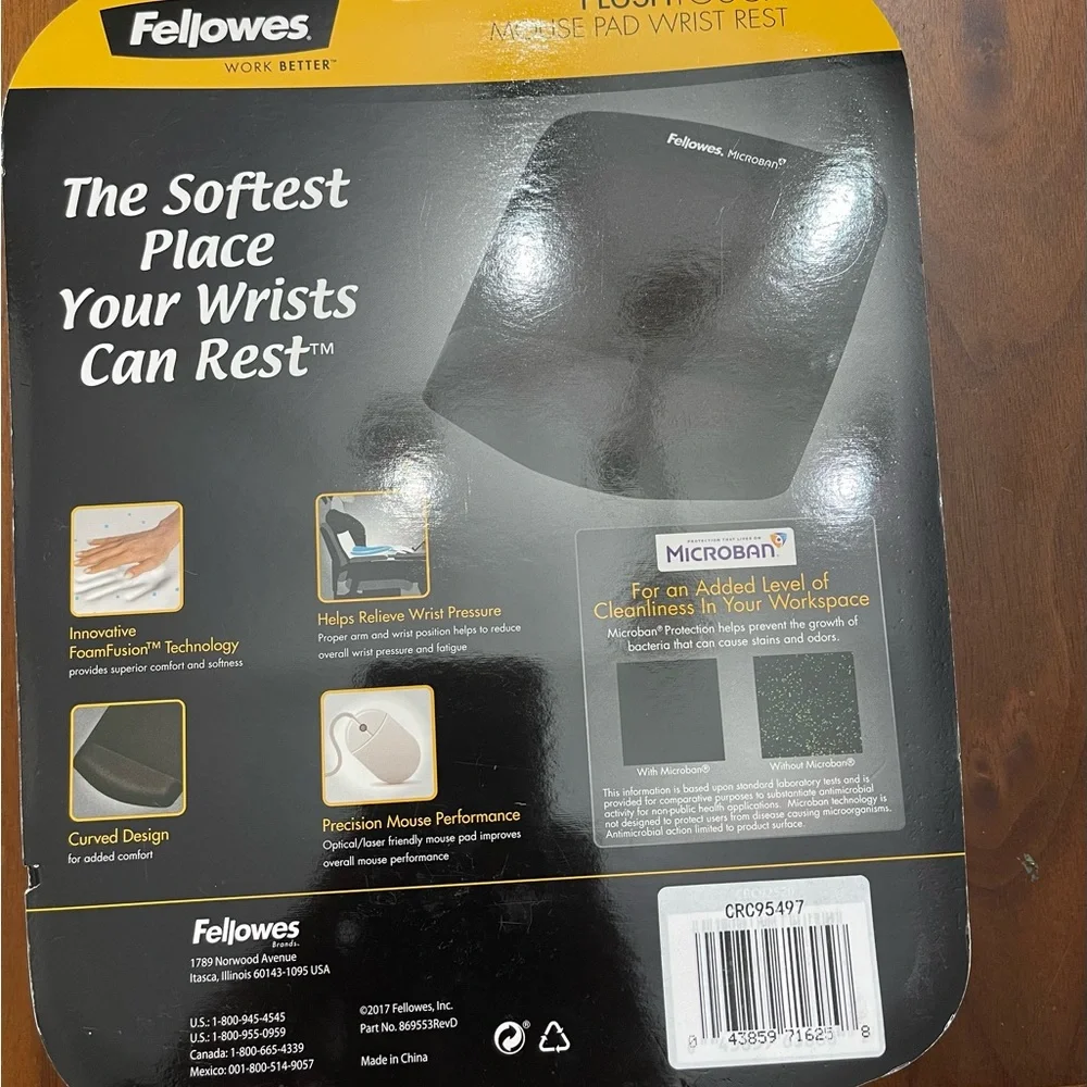 Fellowes PlushTouch Wrist Rest with Mouse Pad, FoamFusion Technology, Graphite